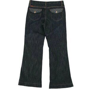 Jordache Premium Womens Blue Flat Front Flap Pocket Flare Denim Jeans Size 8R
